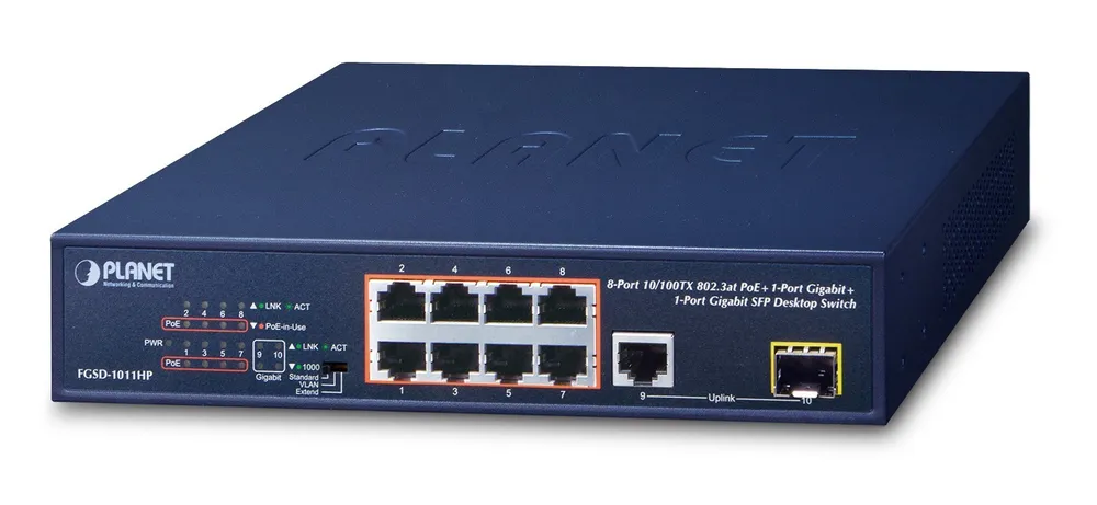 PLANET FGSD-1011HP network switch Unmanaged Gigabit FGSD-1011HP
