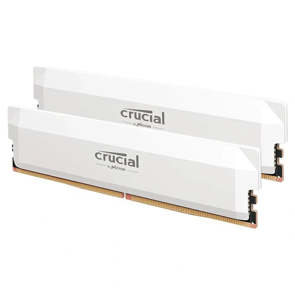 Memória RAM UDIMM Crucial Pro 64GB (2x32GB) DDR5-6000MHz (AMD Expo/Intel XMP) CL40 (40-40-40-80) 1.35V Branca