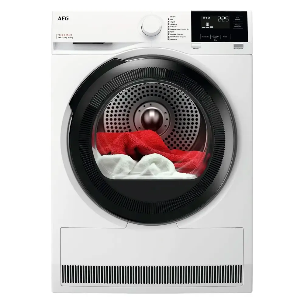 Máquina de Secar Roupa com Bomba de Calor de Livre Instalação AEG TR719G4PB Série 7000 9Kg C Branca