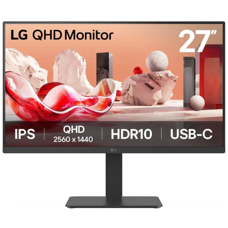 LG 27BA65QB-B Monitor 27" 2560x1440 100Hz IPS HDR10 USB-C com Altifalantes, Pivot e Altura Ajustável
