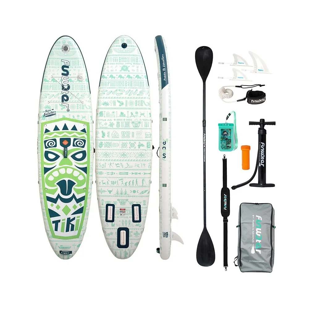 Prancha Stand Up Paddle Insuflável FunWater Tiki 3,2 m Verde com Acessórios - SUPFW05D