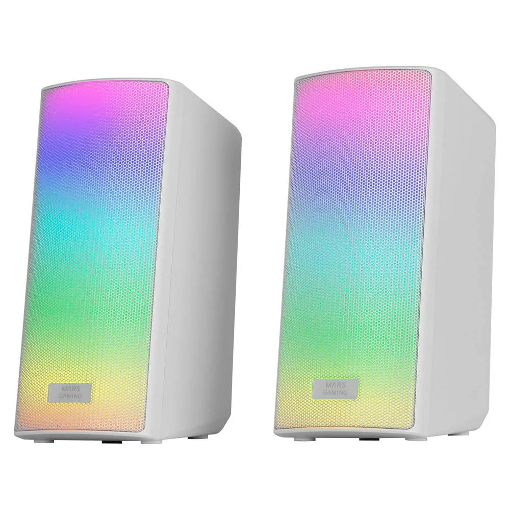 Colunas Mars Gaming MSRGB2 RGB Stereo 2.0 15W RMS Bluetooth Brancas