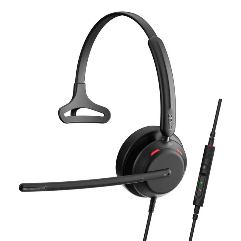 Auriculares EPOS IMPACT 730 com cabo USB-C e adaptador USB-A para chamadas e música preto