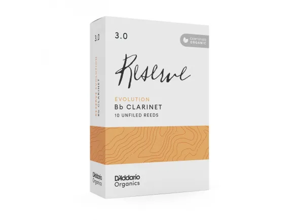 Daddario Organic Reserve Evolution Bb Clarinet Reeds Strength 3.0, 10-pack