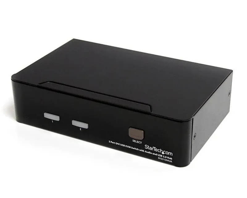 Startech 2 Port DVI USB KVM Switch with Audio and USB 2.0 Hub (SV231DVIUA) - Chave de KVM / áudio / USB - 2 x KVM / áudio / USB - 1 utilizador local - desktop - para P/N: IM12D1500P, SVA12M2NEUA, SVA12M5NA, USBDVI4N1A10, USBDVI4N1A6