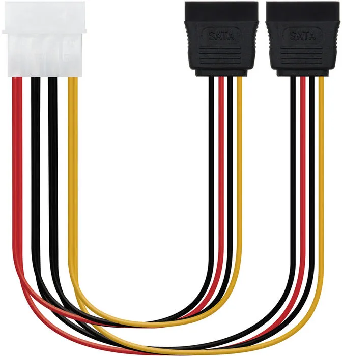 Cabo de Alimentação SATA Nanocable 5.25" (Molex 4Pinos) M 2x SATA F 20 CM OEM