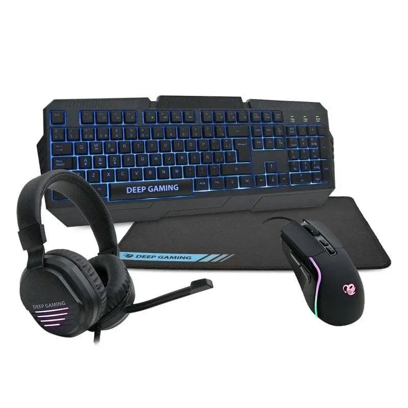 Teclado Deep Gaming X-wing 2 Combo Gaming membrana LED RGB completo 4 em 1