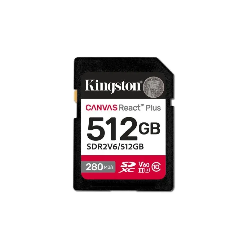 Cartão de memoria Kingston 512GB SD Canvas React Plus 280R/150W