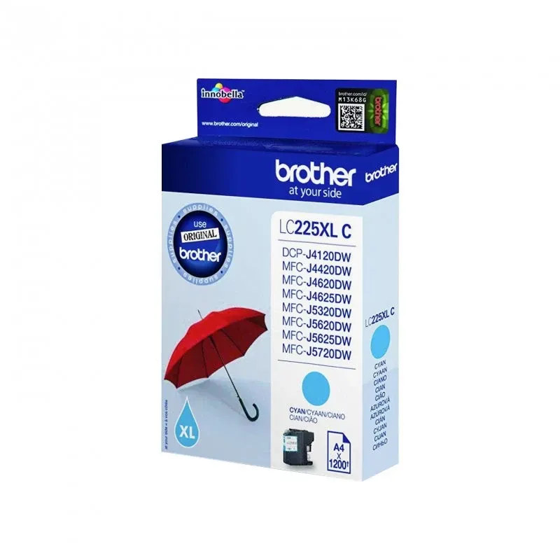 Tinteiro BROTHER LC225XLCBP Ciano 1,2k - DCP-J4120DW, MFC-J4420DW/4620DW/5x20DW