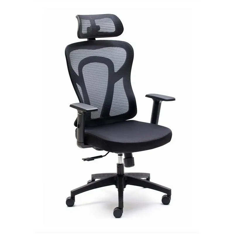 Cadeira de escritório ergonômica Euromof Cali com apoio de cabeça em malha preta