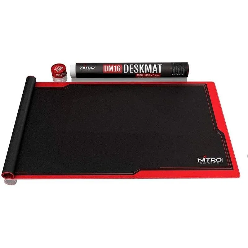 Tapete Gaming Nitro Concepts DM16 1600x800mm Preto/Vermelho Base Antiderrapante