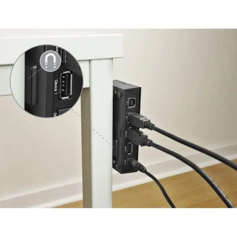 Switch DeLOCK 2 portas USB 3.0 5 Gbit/s com botão e montagem magnética