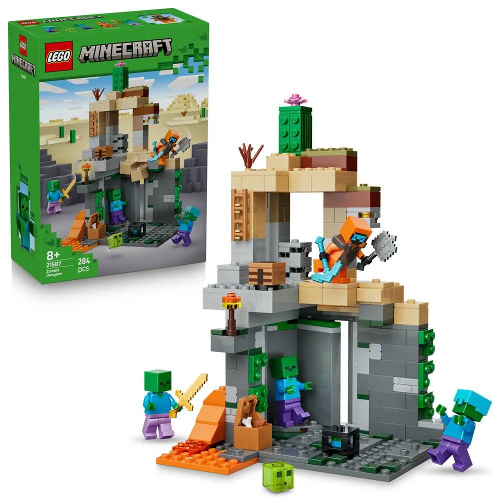 LEGO Minecraft: Masmorra de Zombies | Idades 8+ | 284 Peças | Item 21587