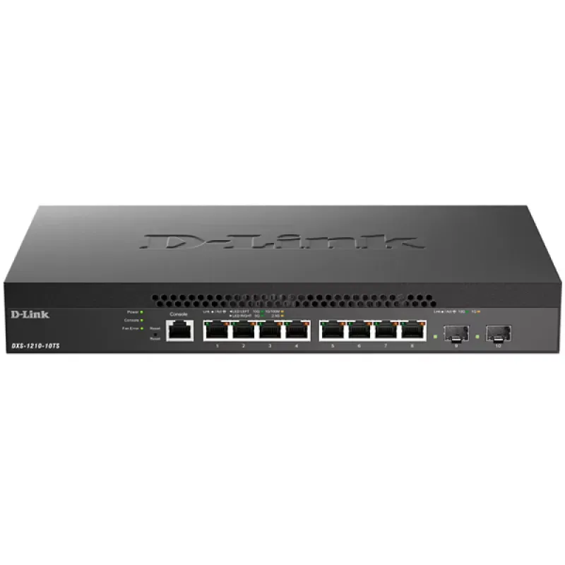 D-Link DXS 1210-10MP - Interruptor - Administrado - 8 x 10GBase-T + 2 x 10 Gigabit SFP+ - montável em trilho - PoE++ (370 W)