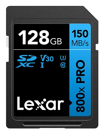 Cartão SD Lexar High-Performance 800xPRO 128 GB UHS-I 150 MB/s V30 U3 resistente