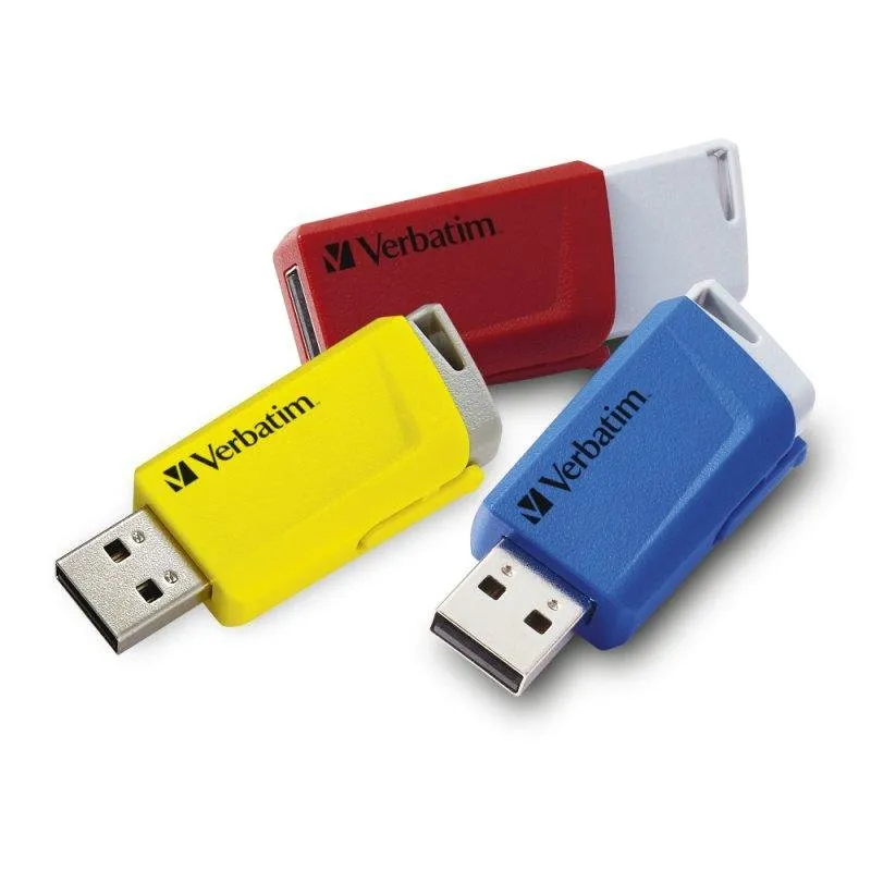 Pen USB Verbatim Store 'n' Click 3x16GB USB 3.2 Gen1 Vermelho Azul Amarelo