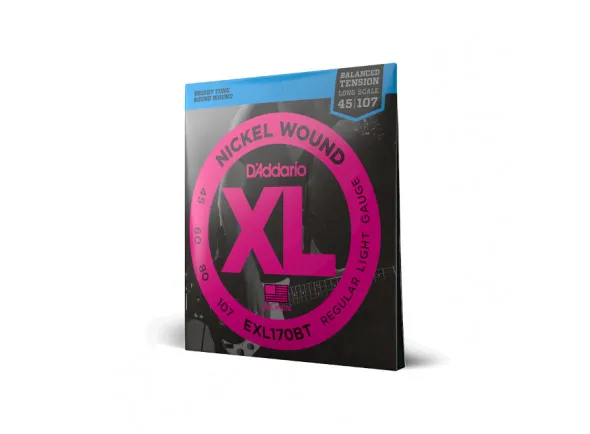 D'Addario EXL170BT Nickel Wound Bass Guitar Strings, Balanced Tension Regular Light, 45-107, Long Scale