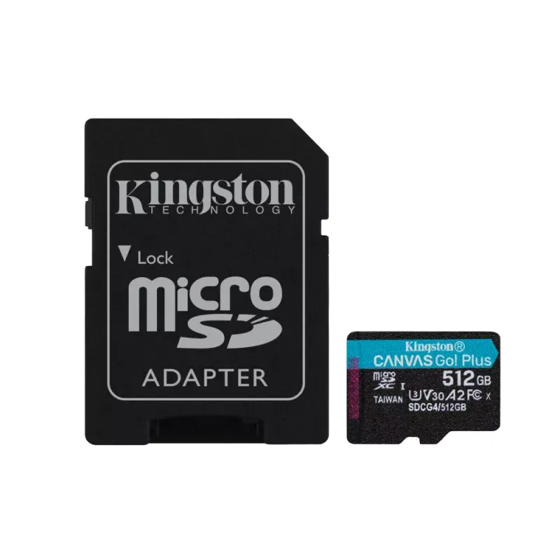KINGSTON SD CARD 512GB MICRO SDXC CANVAS GO PLUS GEN4 200MB/s A2 U3 V30 C/ADAP