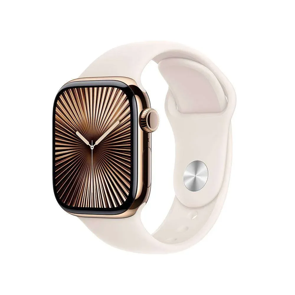 Apple Watch Series 10 GPS + Cellular 42mm Titânio Dourado c/ Bracelete Desportiva Luz das Estrelas M/L