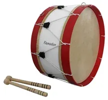 Bombo Tradicional Adamastor Nº6 Branco/Aro Vermelho 45cm
