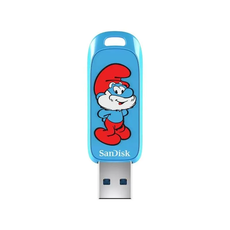 Pen Drive Pen USB SanDisk Smurfs 128 GB USB 3.2 Gen 1 Azul Sem Tampa