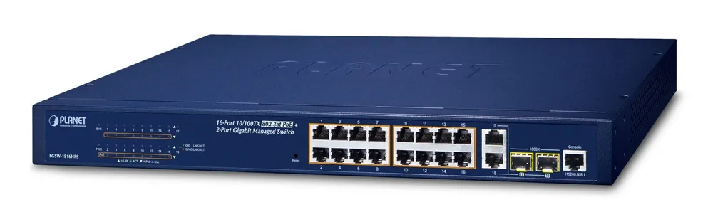 PLANET FGSW-1816HPS network switch Managed L2 Fast FGSW-1816HPS