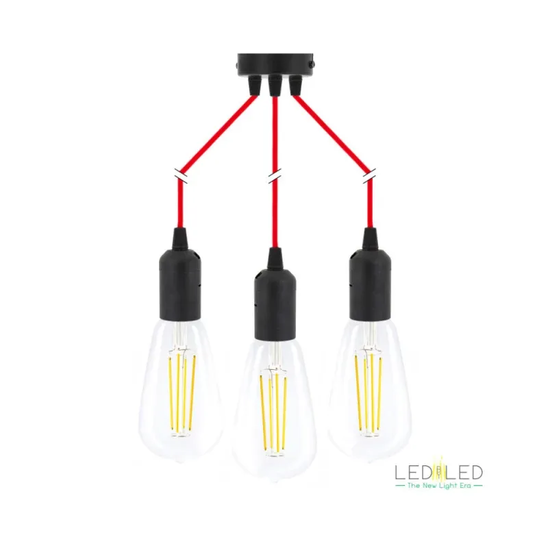 Candeeiro tecto LEDbyLED Berny 3 (preto/vermelho)
