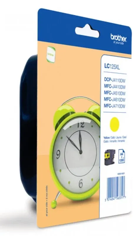 Tinteiro BROTHER LC125XLYBP Amarelo XL - MFC-J4410DW/4510DW