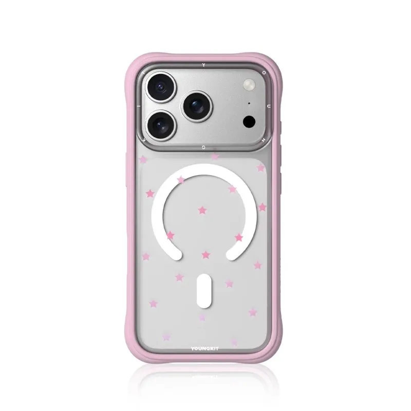 Funda para telemóvel Youngkit CH Star Dot Magnética Transparente Silicone Rosa para iPhone 17 Pro