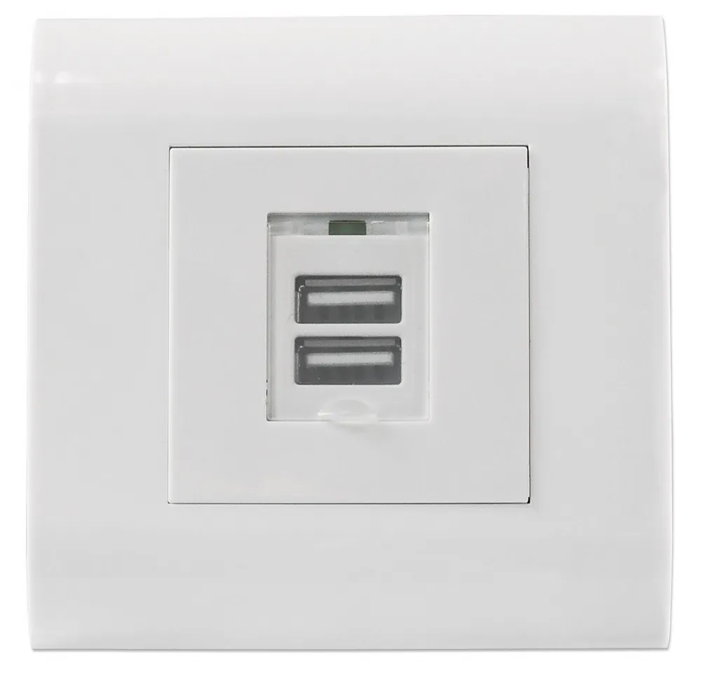 Intellinet 2-Port USB-A Wall Outlet with Faceplate, Two 772211
