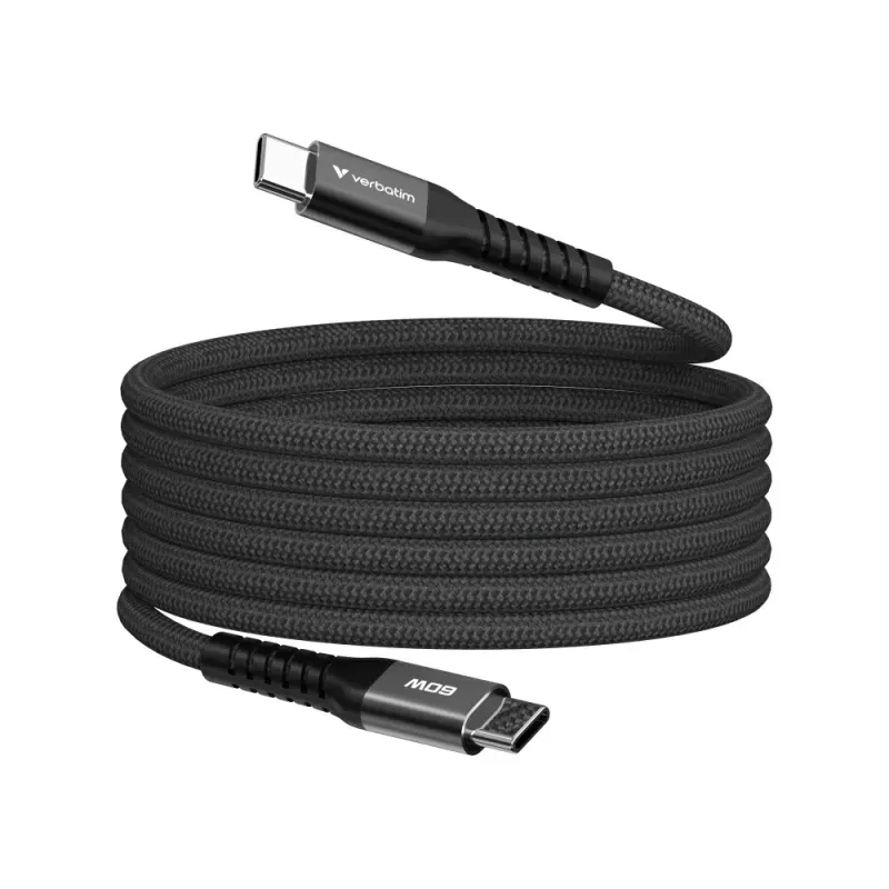 VERBATIM CABO USB-C 60W 480MBPS MAGNETICO NYLON BLACK 1.20MT