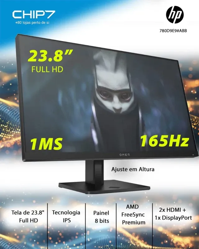 Monitor OMEN - 23.8" IPS / Full HD / 165Hz / 1MS - 780D9E9