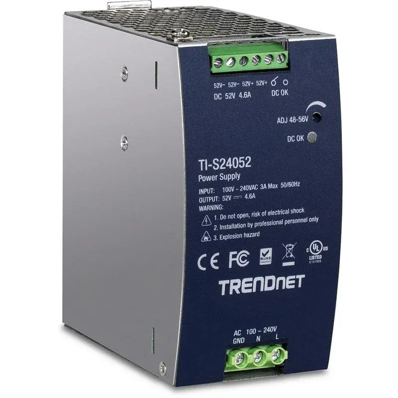 Fonte Alimentação Fonte de Alimentação TRENDnet TI-S24052 240 W Eficiência 94 Percent DIN-rail Proteções Avançadas