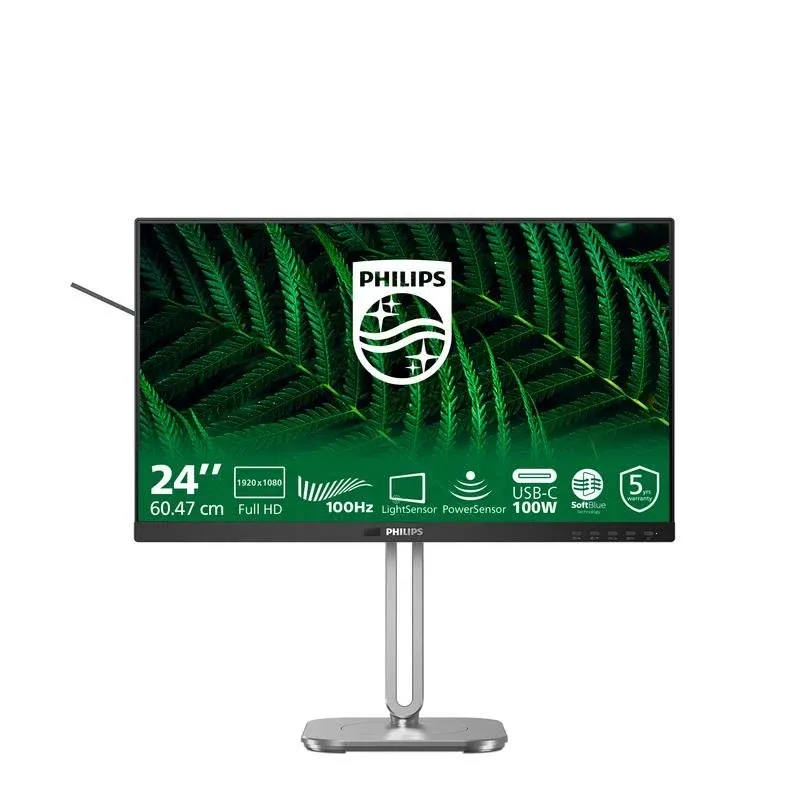 Monitor Philips 5000 Series 24B2G5301/00 23,8" FullHD 60Hz IPS USB-C Altura Ajustável