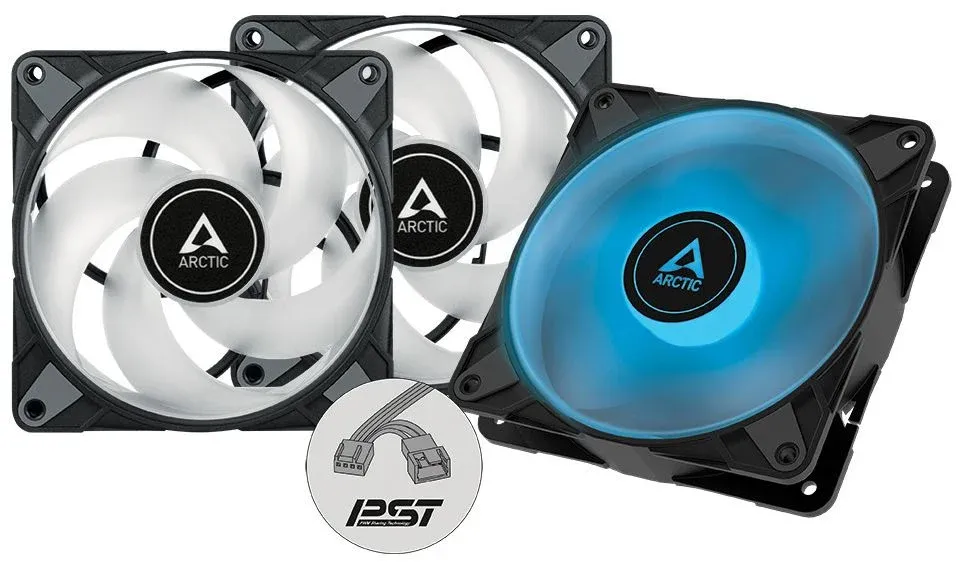 Ventoinha Arctic P12 PWM PST RGB 120mm (Pack 3)