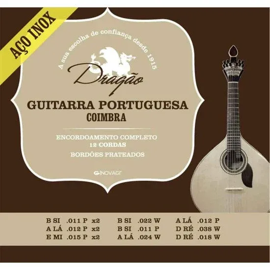 Dragão SET CORDAS Guitarra Portuguesa Coimbra Aço Inox