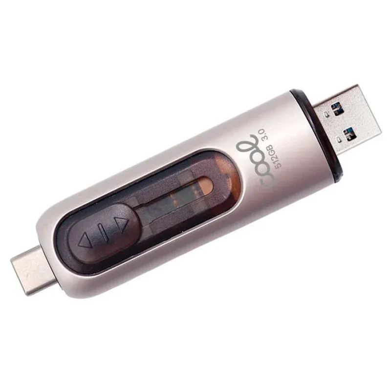 Cool Pen Drive USB 3.0 512GB Tipo-C / USB (2 en 1) Prateado