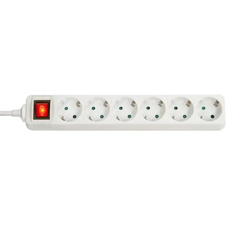 MAINS 6 WAY GANG SOCKET, WITH SWITC