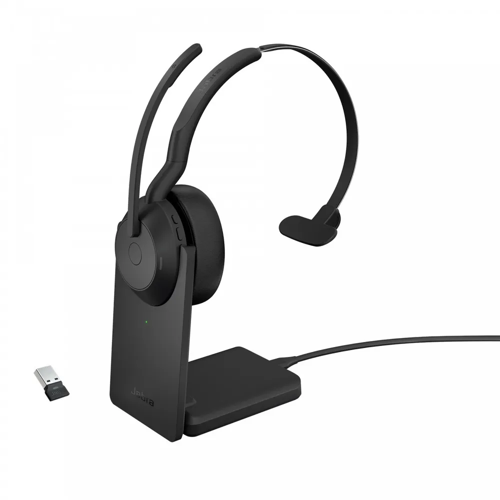 Jabra 25599-889-989 Headset Mono Bluetooth 5.2 ANC USB-C com Bateria 18h e Base de Carga