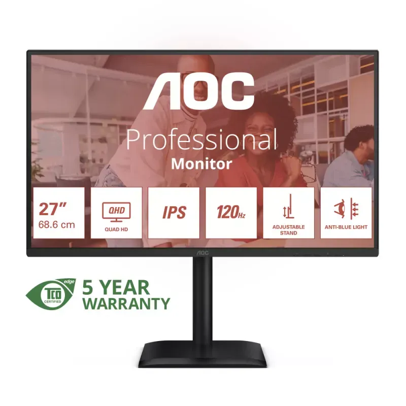 AOC MONITOR IPS 27" 16:9 QHD 4MS 120HZ HDMI DP USB COLUNAS HAS PIVOT Q27E4U
