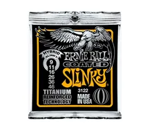 Jogo cordas guitarra elétrica Ernie Ball 3122 Titanium Coated 009-046