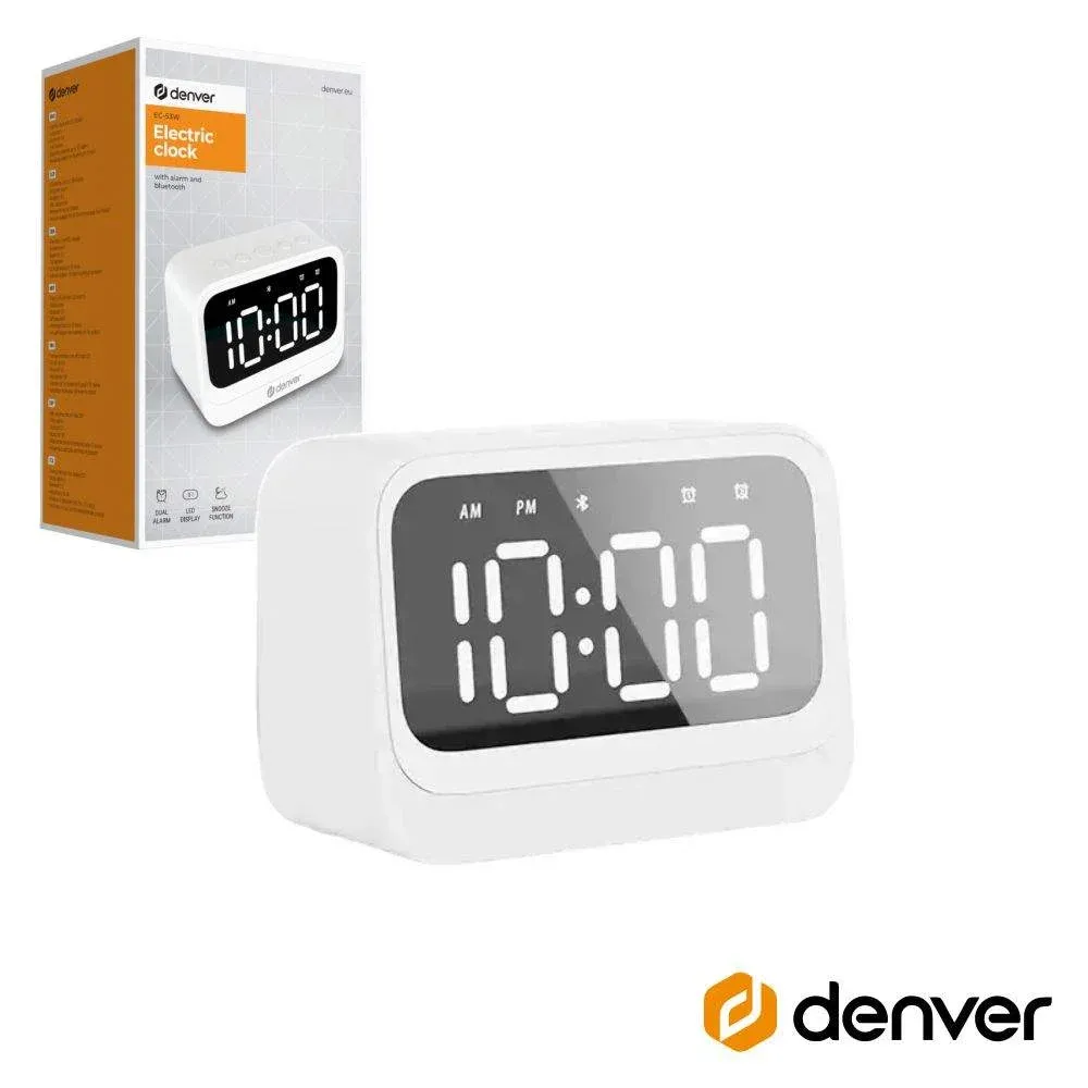 Relógio despertador c/ bluetooth branco denver