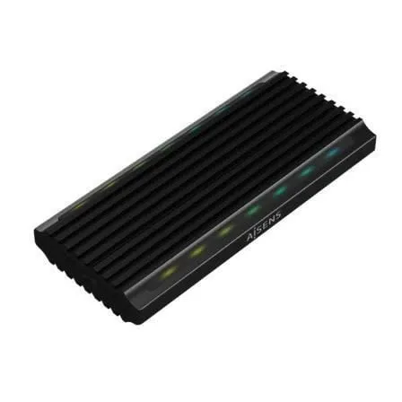 Caixa Externa RGB Gaming USB-C p/ Disco SSD M.2 SATA/NVMe (Preto)