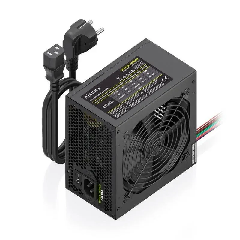 Fuente de Alimentación AISENS ASPC-500ATX-PSEBK 500W Certificação CE RoHS botão
