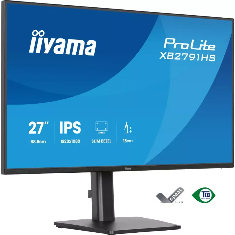 iiyama ProLite XB2791HS-B1 - Monitor LED - 27" - 1920 x 1080 Full HD (1080p) @ 120 Hz - IPS - 350 cd/m² - 1500:1 - 1 ms - HDMI, DisplayPort - altifalantes - preto, mate