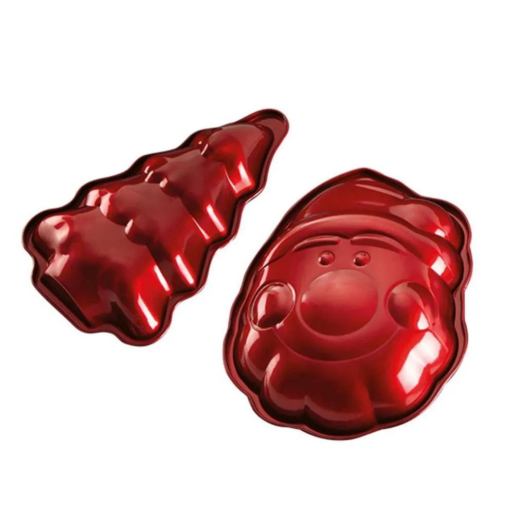 Set 2x Formas Natal Berlinger Haus BH/6947 Coleção Burgundy Aço Carbono/Titânio