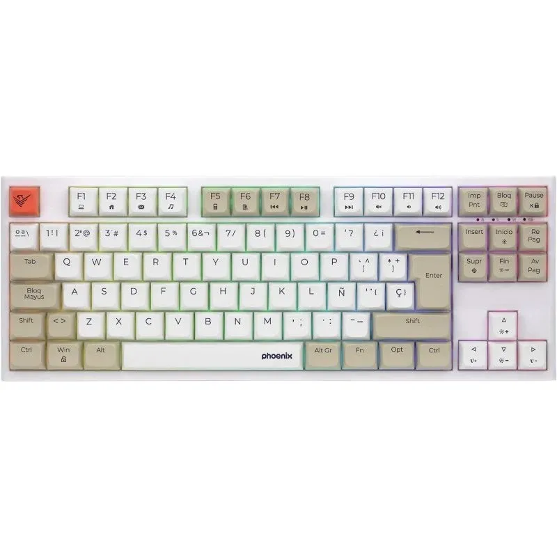 Phoenix Royal Teclado Mecânico Gaming RGB Switch Outemu Brown Branco/Bege