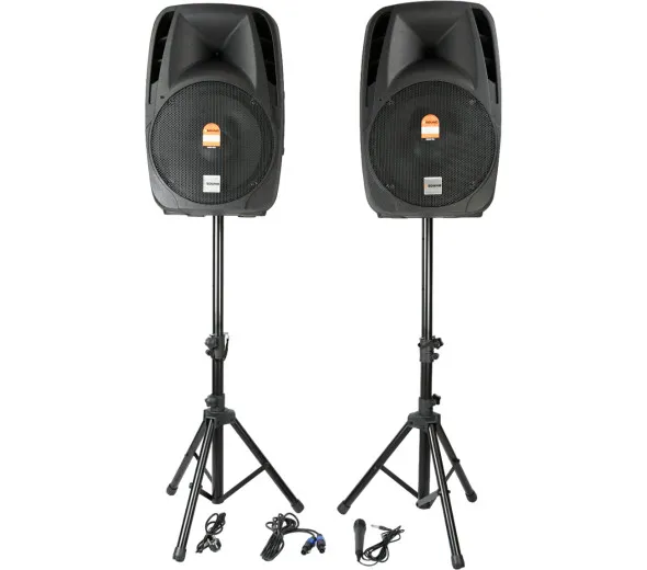 VSOUND Colunas Ativa e Passiva 2x15 1000W - USB/BT/SD MICRO