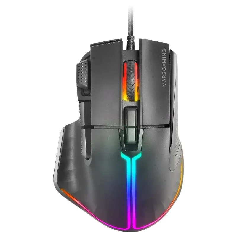 Mars Gaming MM-XT Rato Gaming RGB Ergonómico com Apoio para Polegar 12800DPI Switches Huano Preto