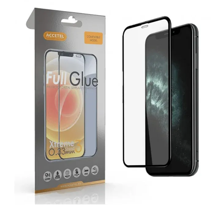 Película ACCETEL 2D Full Glue Glass - IPhone X / XS Preto